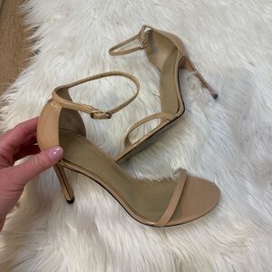 [Stuart Weitzman] Beige Nude Ankle Strap Stiletto Heels - Size 9